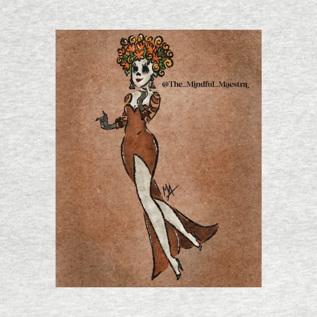 Bella Catrina in wedding dress with background by The Mindful Maestra